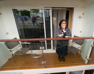 Linda enjoying our spacious veranda!