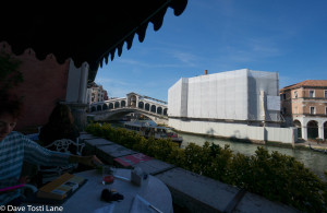 View from our breakfast table at the Hotel Al Ponte Antico in Venice.