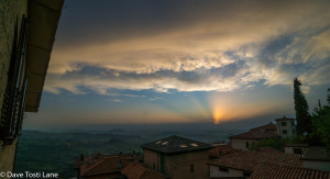 Sunset from our hotel window in San Marino