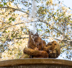 Close up of a fountain on the way to the gardens.