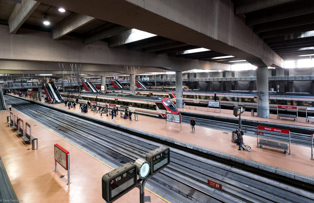 Inside Atocha Station in Madrid.