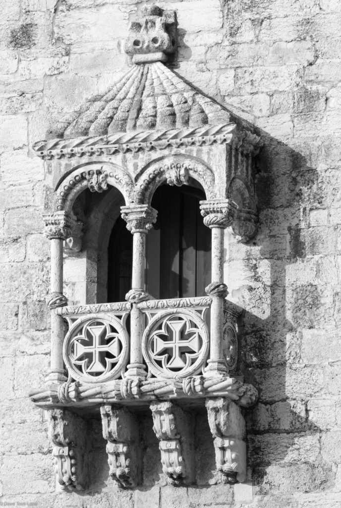 One of the balconies on the tower, B&W version