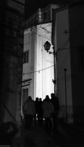 Our group approaching the restaurant where we had dinner and a Fado Performance.