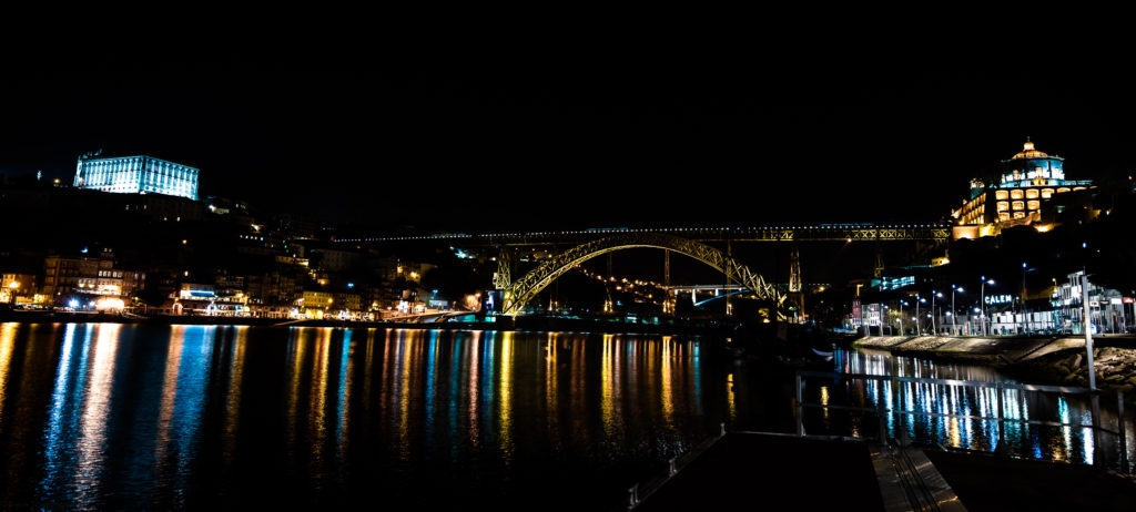 Another view of the bridge and Porto at night